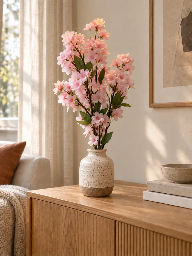 Körsbärsblom — rosa i en lägenhet – Miljöbild