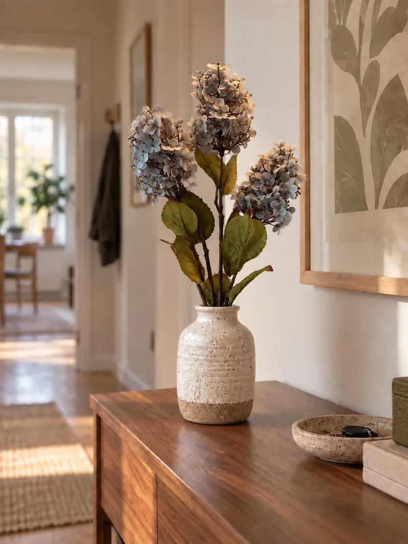 Hortensia — dimblå i en lägenhet – Miljöbild