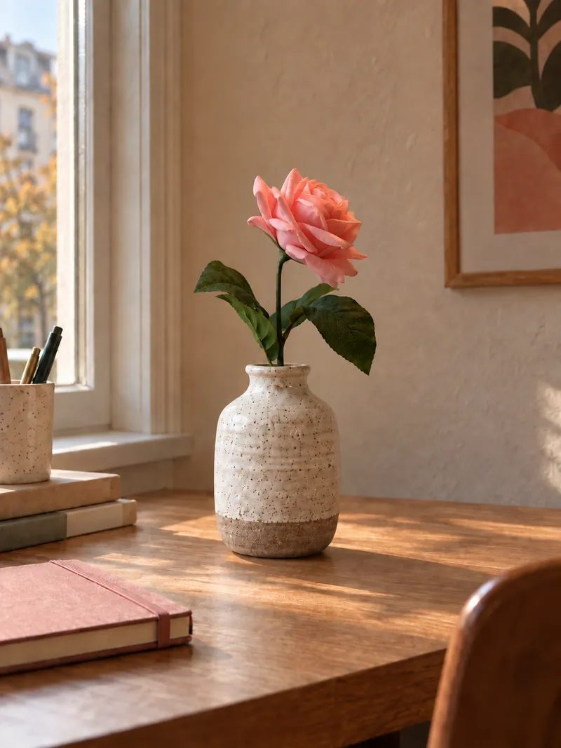 Ros — korallrosa i en lägenhet – Miljöbild